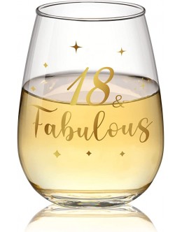 Cadeau de 18e anniversaire pour filles – 18 ans et fabuleux verre à vin doré pour anniversaire Noël mariage anniversaire de mariage cadeaux personnalisés pour amis homme femme 425,2 g - B4775MRTL