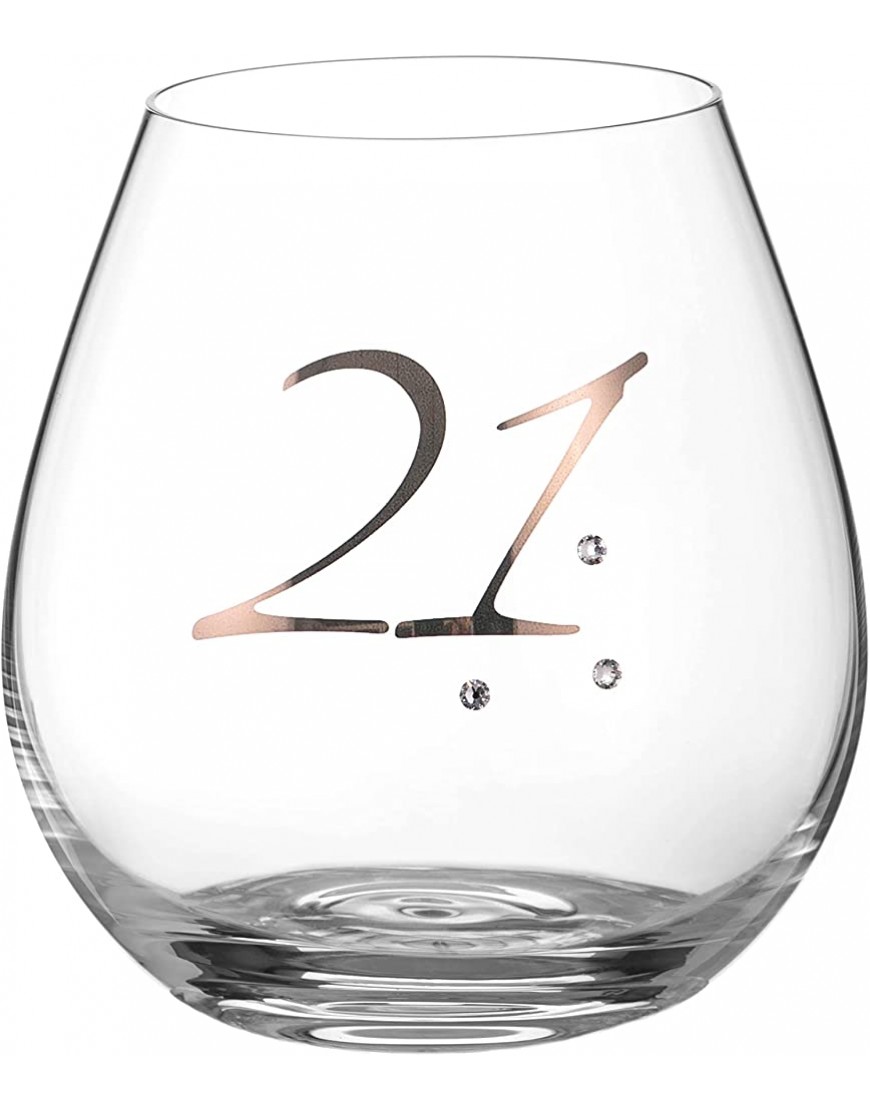 DIAMANTE Verre à vin sans pied Swarovski 21ème anniversaire Verre à vin en cristal unique avec 21 cristaux Swarovski en relief Coffret cadeau - BB54BKPGS