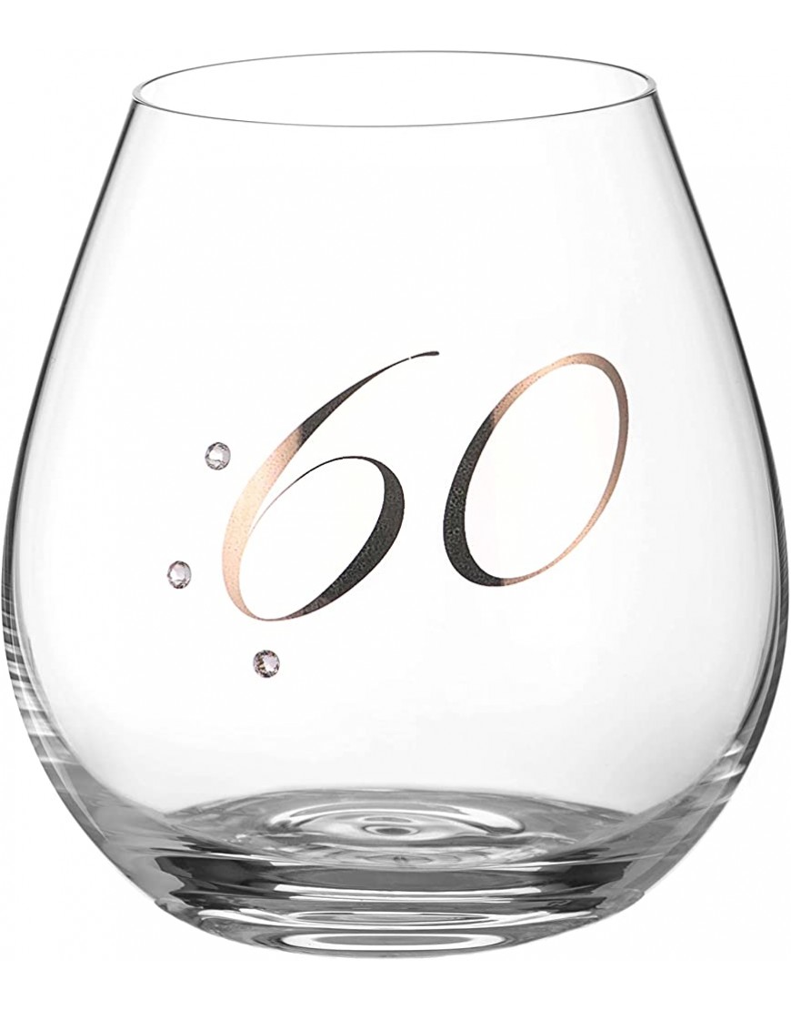 DIAMANTE Verre à vin sans pied Swarovski 60ème anniversaire Verre à vin en cristal unique avec 60 cristaux Swarovski en relief Coffret cadeau - BAE9HWDCP