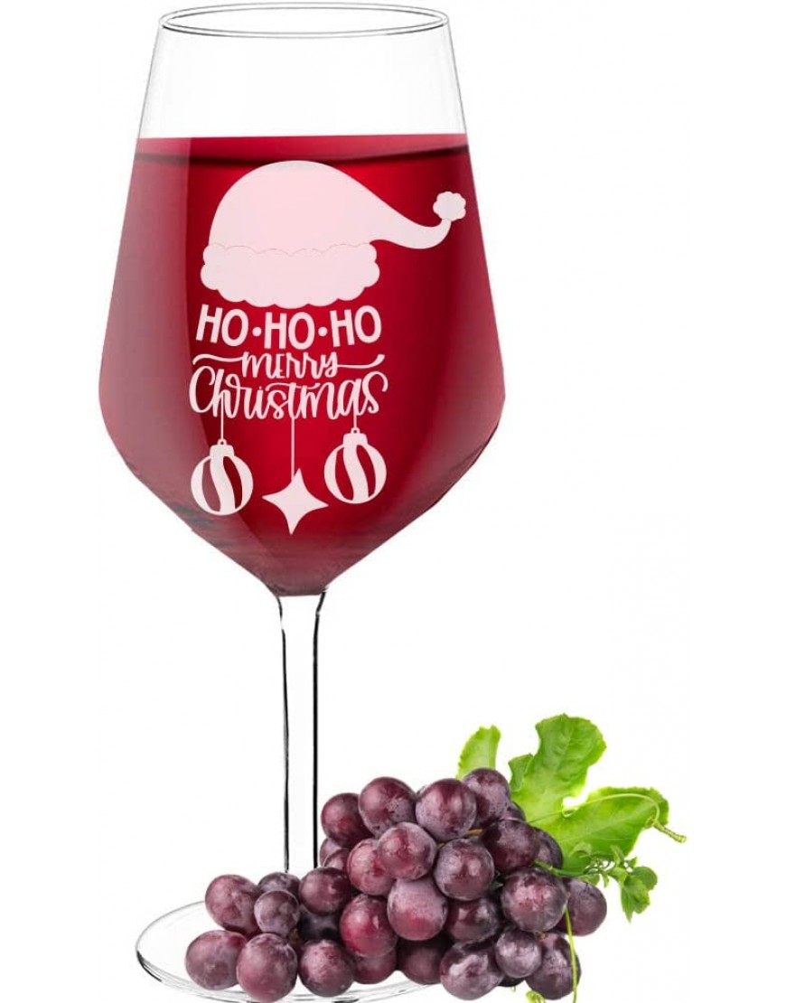 Joli verre à vin avec texte gravé « Ho Ho Ho Merry Christmas » idée cadeau de vin taille 530 ml - BDKJKYRWI