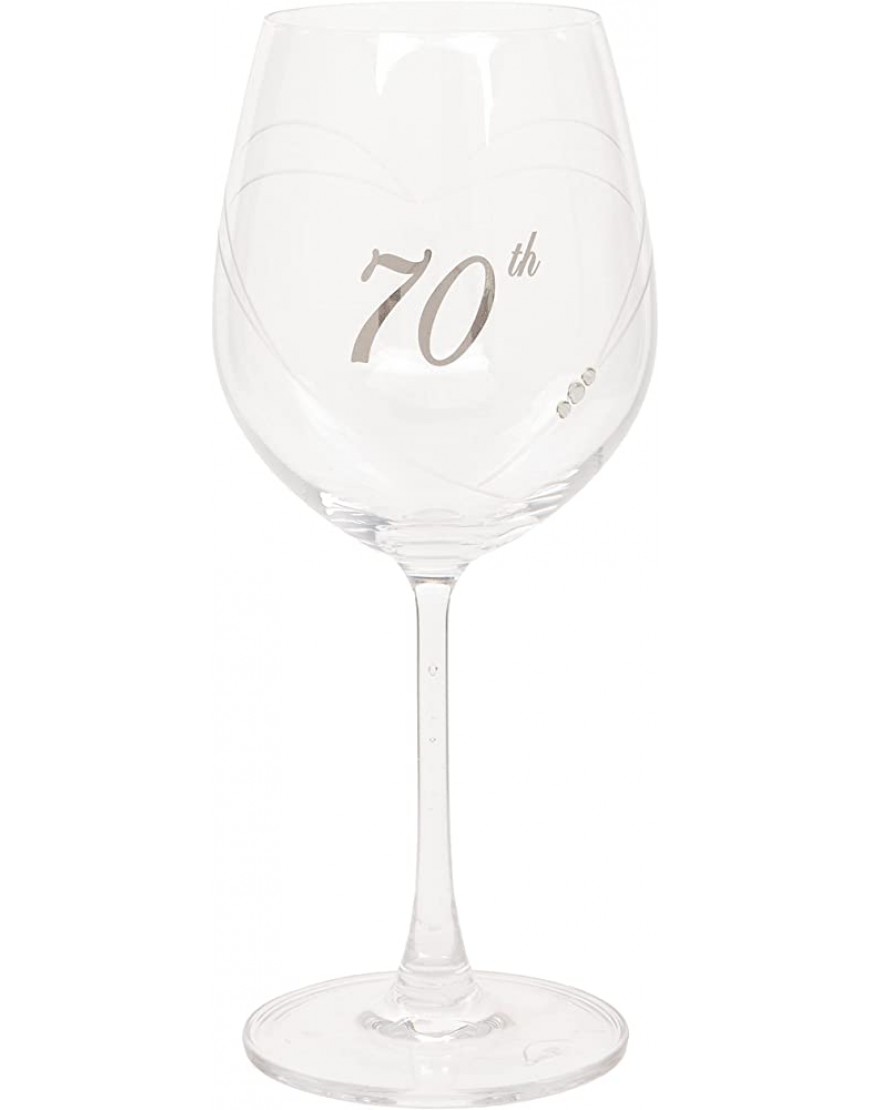 Maturi 70th Birthday Wine Glass with Etched Heart and Diamante Detailing 470276 - B2QK6ISRA