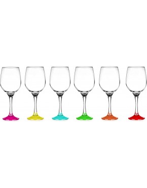 Sendez Lot de 6 verres à vin 250 ml avec pieds multicolores - B1ENWGZYT