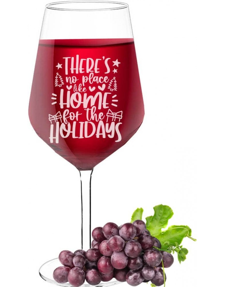 Verre à vin d'anniversaire avec texte gravé « There's No Place Like Home for The Holidays » cadeau pour les amateurs de vin taille 530 ml - BBK85EBAB