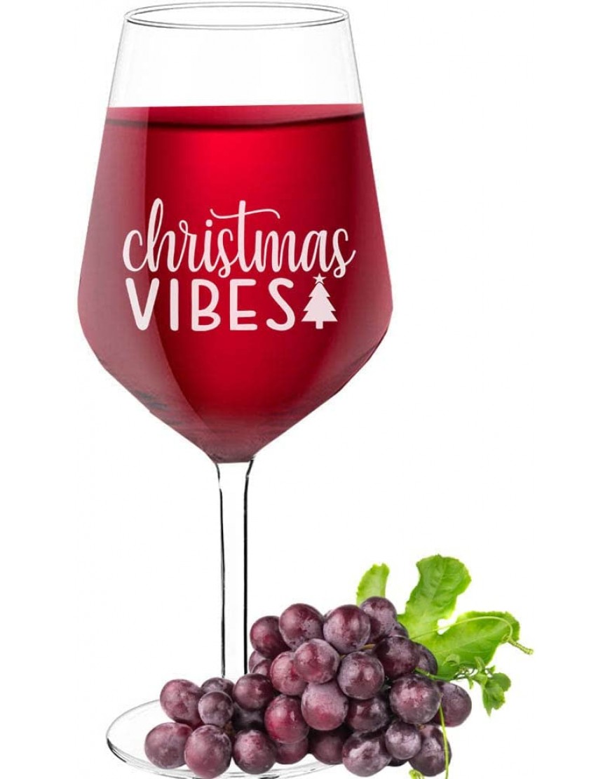 Verre à vin fantaisie avec texte gravé « Christmas Vibes » cadeau pour sœur taille 530 ml - B2QKWSWCO