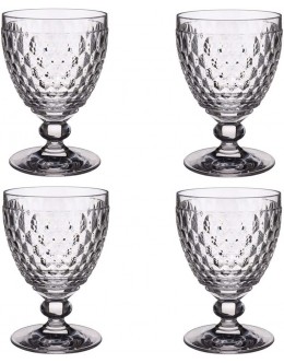 Villeroy & Boch Boston fabriqué en verre en cristal avec motif facette haut de gamme et solide 12 cm 4 x verre à vin blanc porcelaine blanc 17 x 17 x 13 cm 4 unités de - B4BQMEQHJ