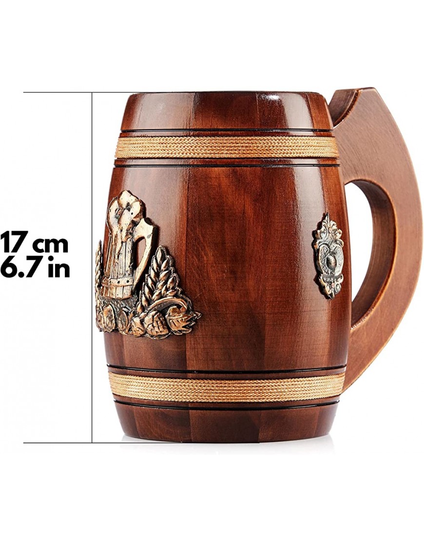 Chope à bière en bois sans couvercle – Fabriquée à la main en chêne véritable avec une capacité de 0,5 l – Superbe chope à bière médiévale en bois pour lui et tous les amateurs de bière style viking - BWN34OETV