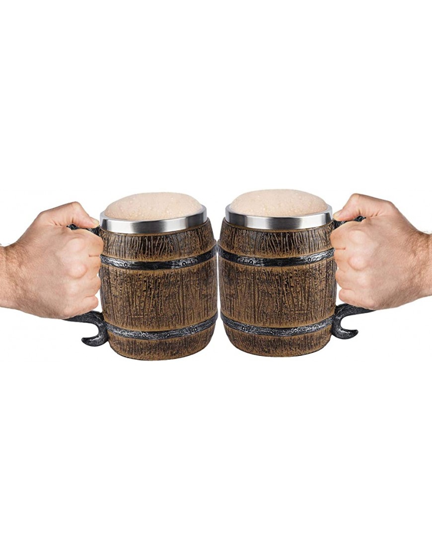 Chope à bière Viking de 450 ml tasse à boire Viking en acier inoxydable de style bois tasse de baril de whisky chope à bière de style bois Viking capacité de baril en bois pour hommes antiques - B95NVGQXA