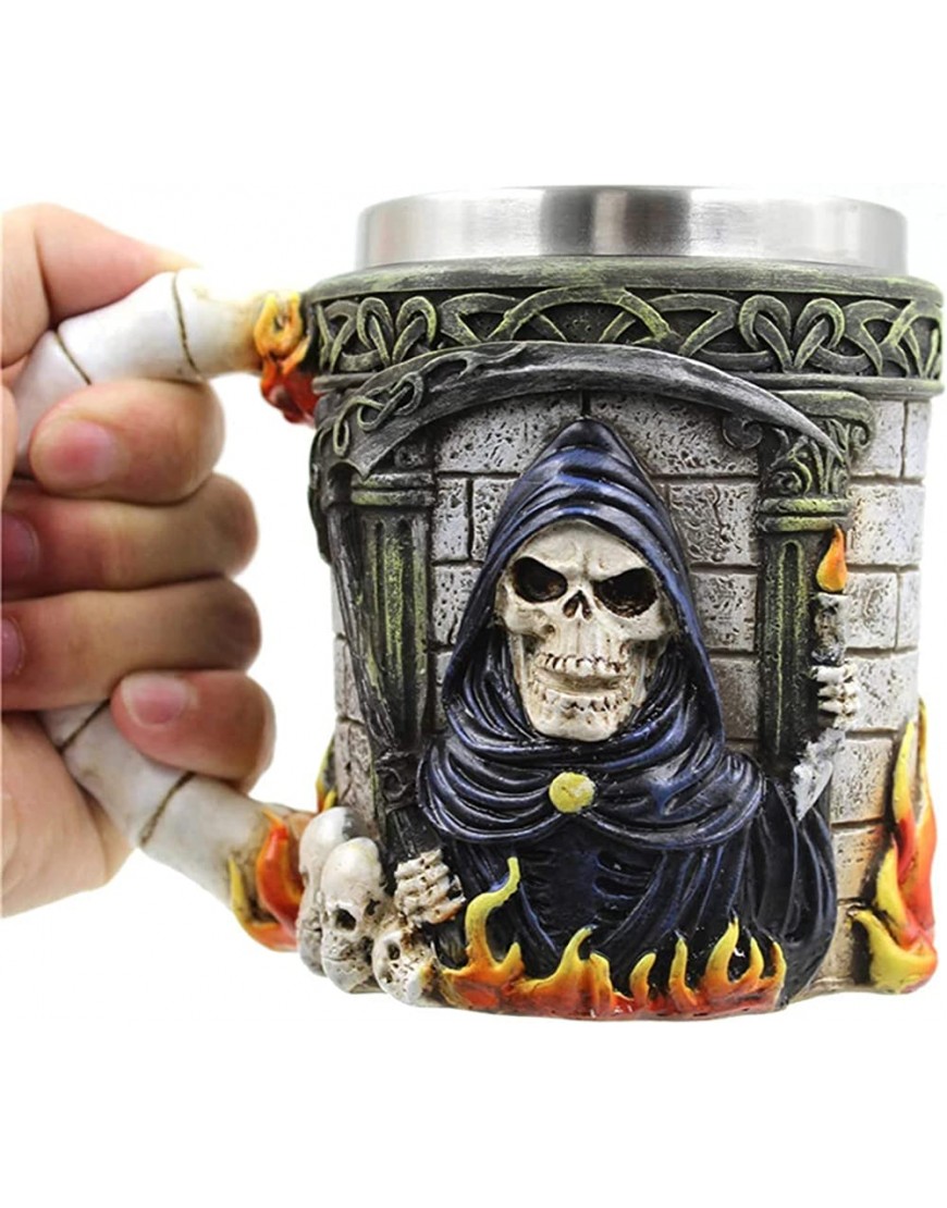 ZORILO Personnalisez la Tasse de Corne de chope de bière de Style gravé Tasses de chope de bière de Conception Gothique de Mort de Squelette Tasses et Tasses de café 3D Halloween - B3B8DEOUV
