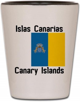 CafePress Verre à shot pour îles Canaries blanc noir - BA6KABBZC