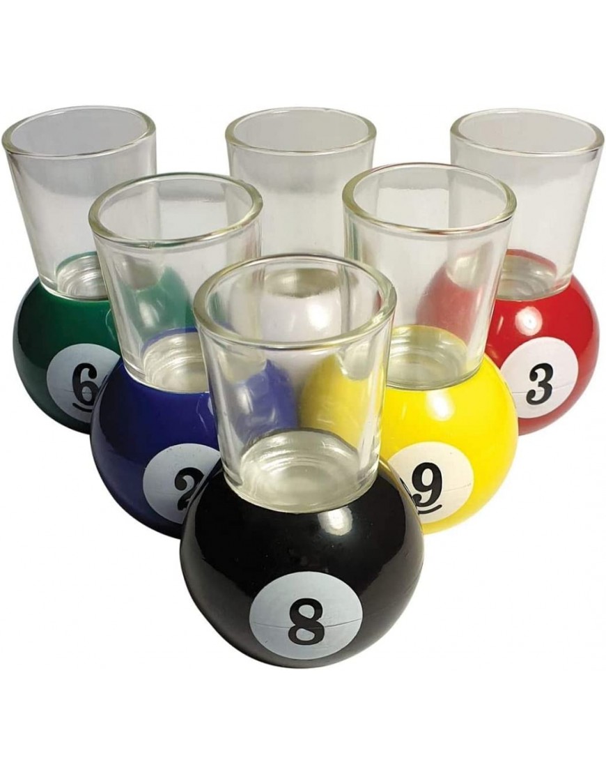 CKB LTD Lot de 6 verres à shot en forme de boule de billard avec plateau de service triangulaire – Table de billard fantaisie pour salle de jeux à boire - B7V7KRWTO