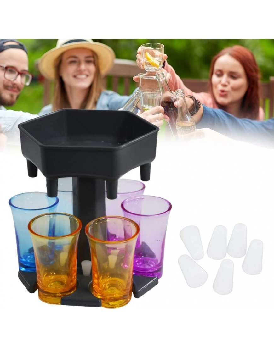 Foreverup 6 distributeurs de verres à liqueur et support distributeur de liqueur avec 6 verres à liqueur de couleur+6 bouchons en silicone parfait comme gadget de fête réunion avec des amis gris - B2AB6KNAW