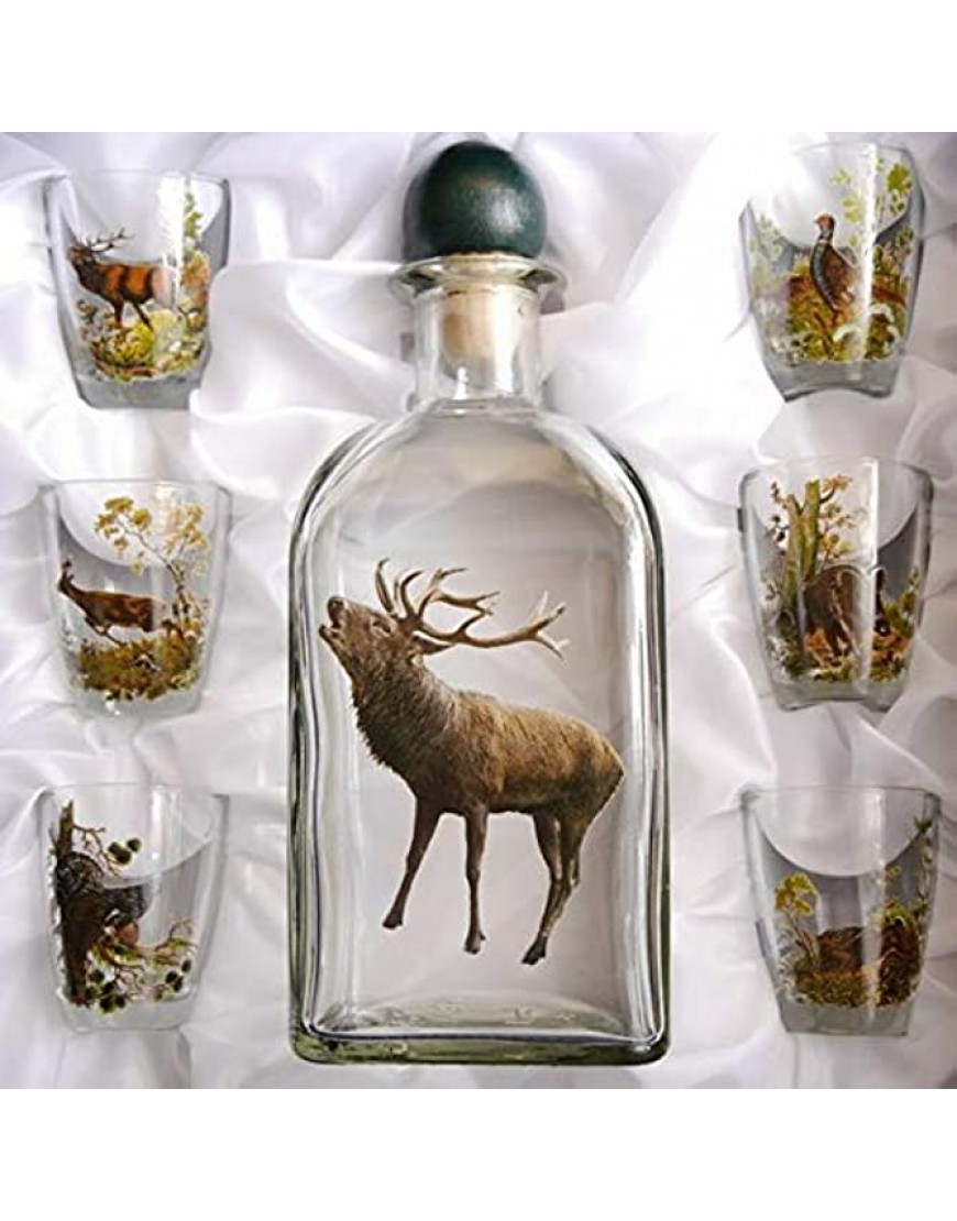 GTK Lot de 7 verres à liqueur + carafe avec décor de chasse cerf - BM3H5XVHX