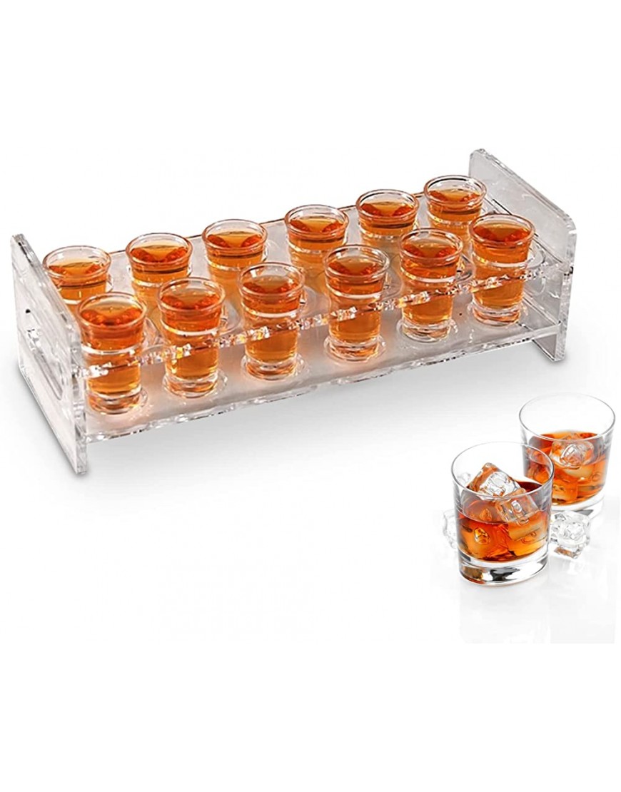Porte-verres à shot 12 trous support acrylique pour verres à shot serveur pour boissons avec plateau pour la maison le bar le pub et la fête - B1538KIIJ