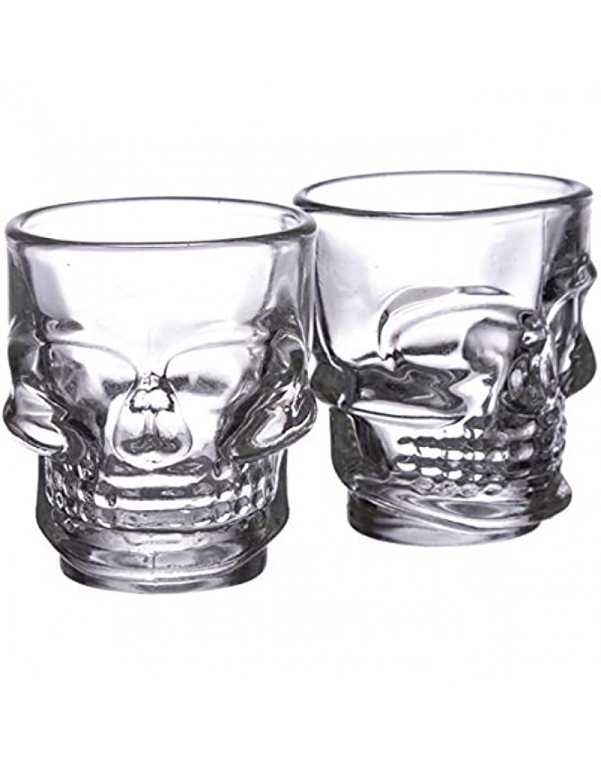 Set of 2 Skulls and Roses Glass Skull Shot Glasses 60ml - BDVD2TNFO