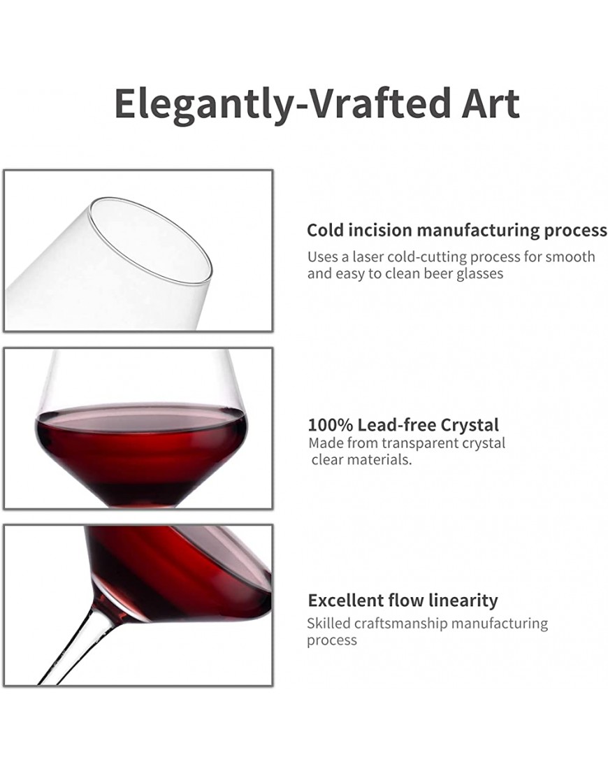 Amisglass Verres à Vin Rouge Verres à Vin Blanc à Pied Verre Vin Bourgogne 600 ML Verre Cristal Transparent à la Maison sur Table 6 Pieces et 600 ML - BVKM7WDDA