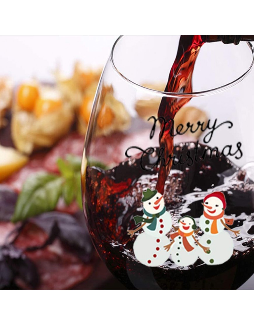 Bonhomme de neige verre à vin sans pied joyeux Noël vacances 14 onces Tasse en verre à vin en cristal pour Noël vacances femmes filles famille épouse - B4WE8ZJFB