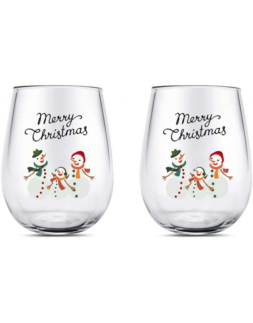 Bonhomme de neige verre à vin sans pied joyeux Noël vacances 14 onces Tasse en verre à vin en cristal pour Noël vacances femmes filles famille épouse - B4WE8ZJFB