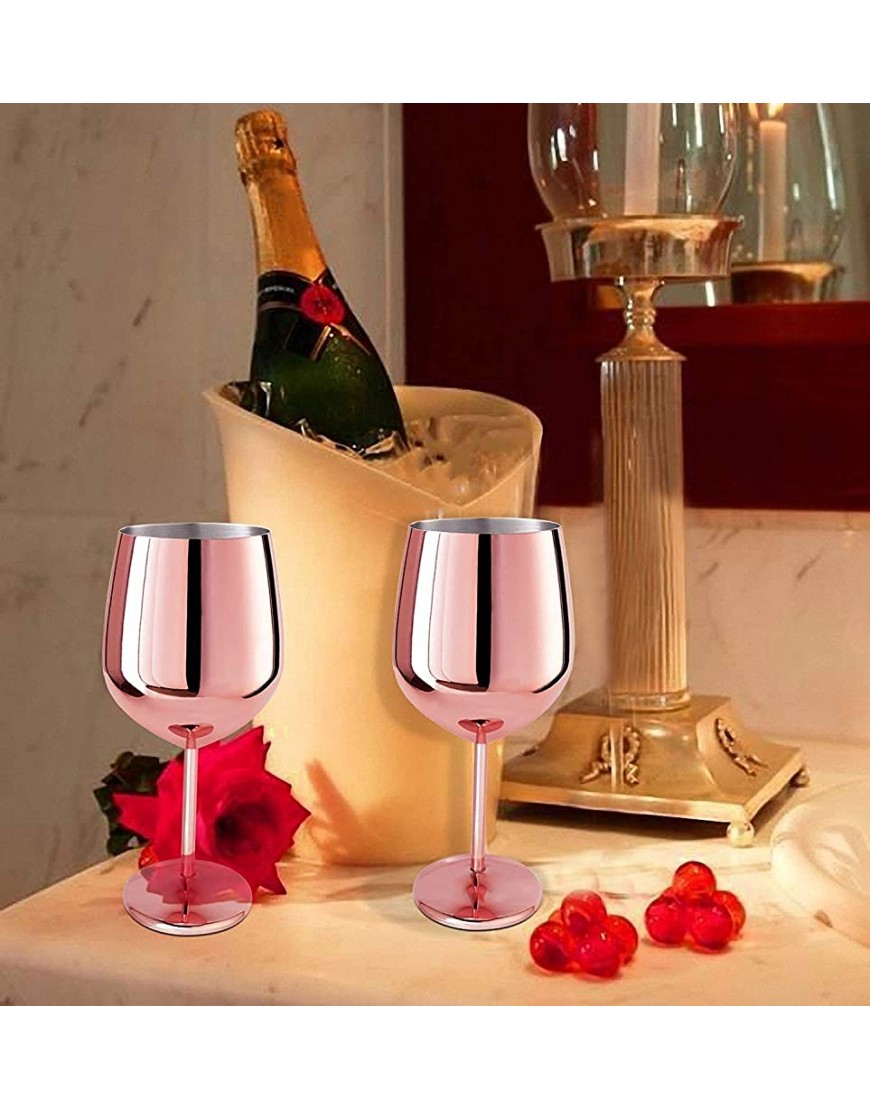 D L D Lot de 2 verres à vin en cuivre verre à vin rouge verre à champagne en acier inoxydable brossé verre à vin en acier inoxydable convient à tout événement or rose 500 ml - BDN2KAYOO