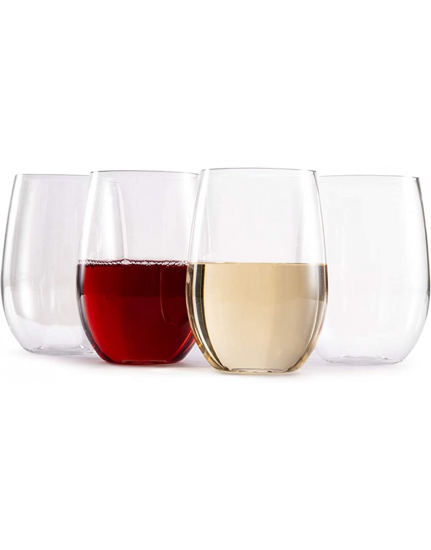 Hotder Lot de 4 verres à vin Tritan en plastique incassable sans pied pour vin rouge et vin blanc 470 ml lot de 4 pour fête piscine maison - BK6JADPBN