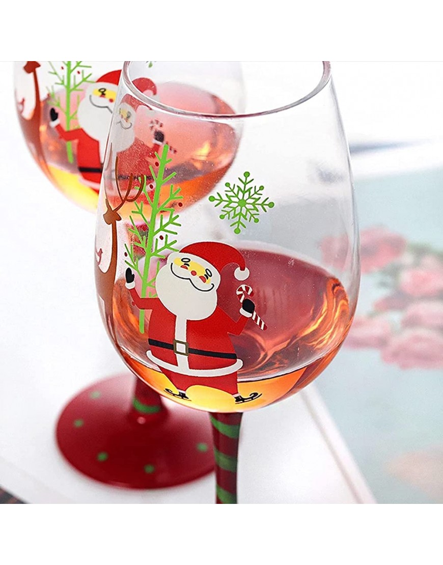 Peyan Lot de 2 verres à vin rouge personnalisés verre à vin en cristal peint à la main verre Père Noël verre à pied long cadeau pour Noël anniversaire fête de mariage festival anniversaire - B8K45HLTT