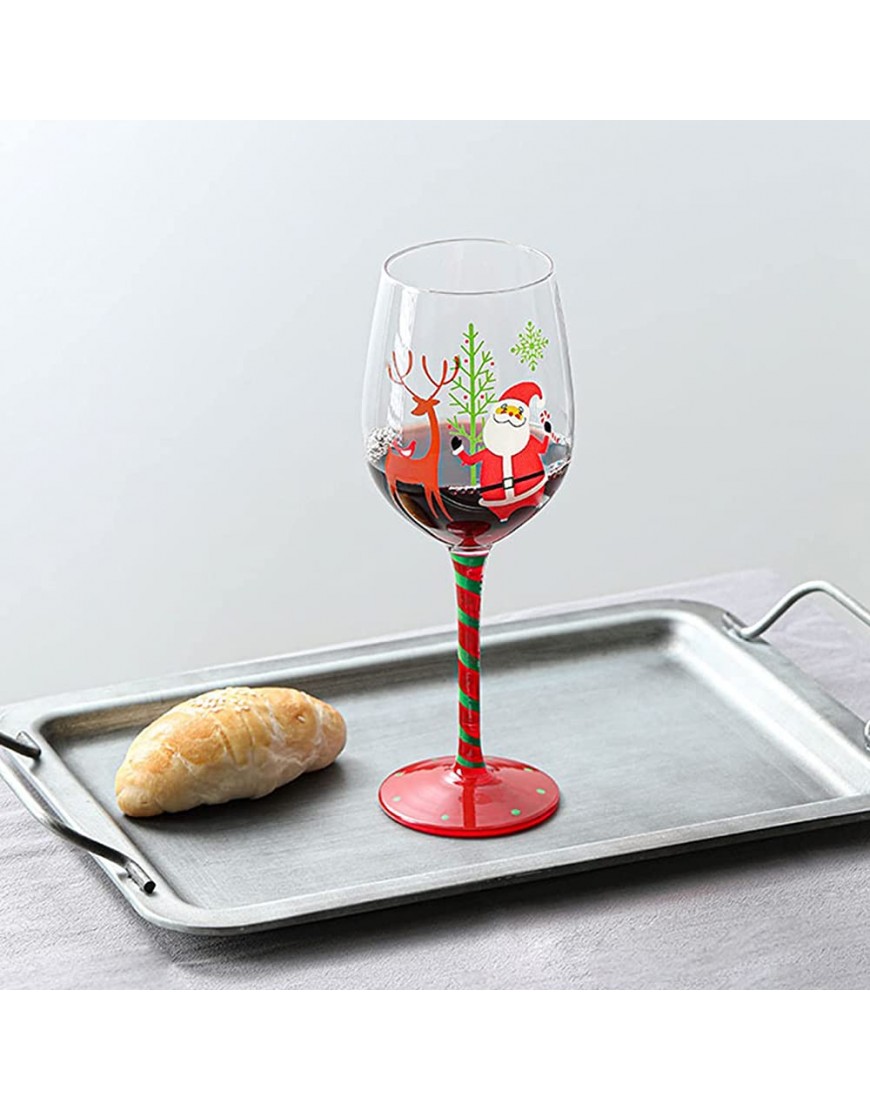 Peyan Lot de 2 verres à vin rouge personnalisés verre à vin en cristal peint à la main verre Père Noël verre à pied long cadeau pour Noël anniversaire fête de mariage festival anniversaire - B8K45HLTT