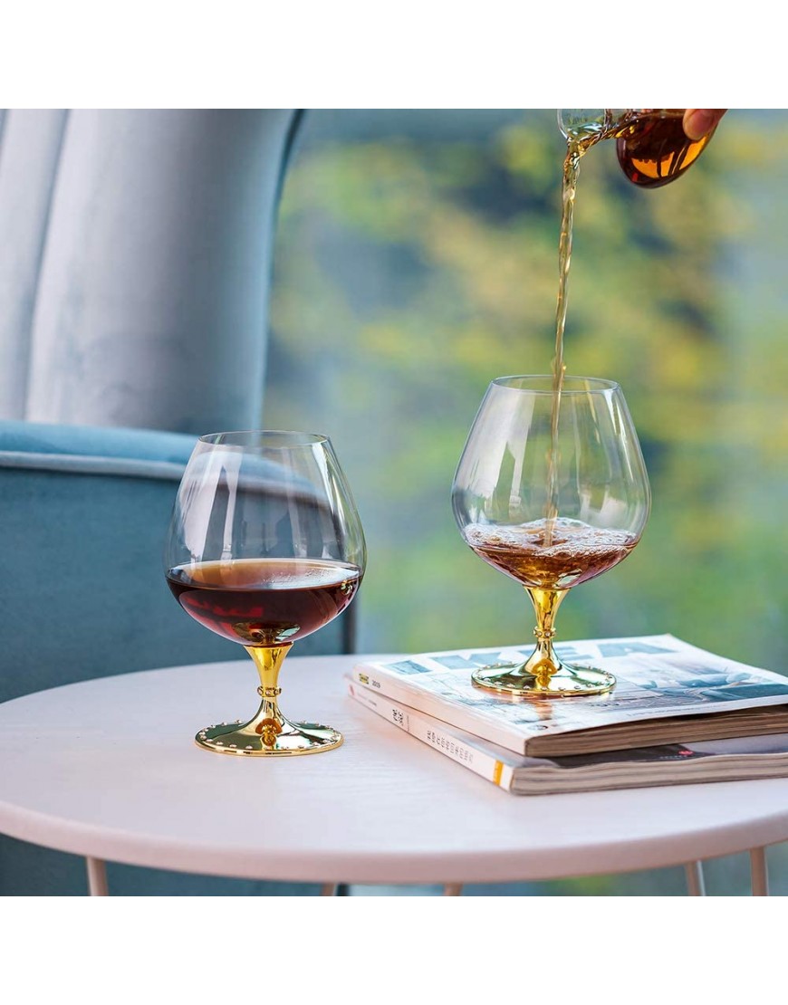 NUPTIO Verres de Cristal et d'eau-de-Vie de Cognac Exquis Set de 2 Grand Fabriqué à la Main Verre en Cristal Idéal pour Les Boissons Spiritueuses Bourbon Vin 21.2oz Or - B5AAMANHM