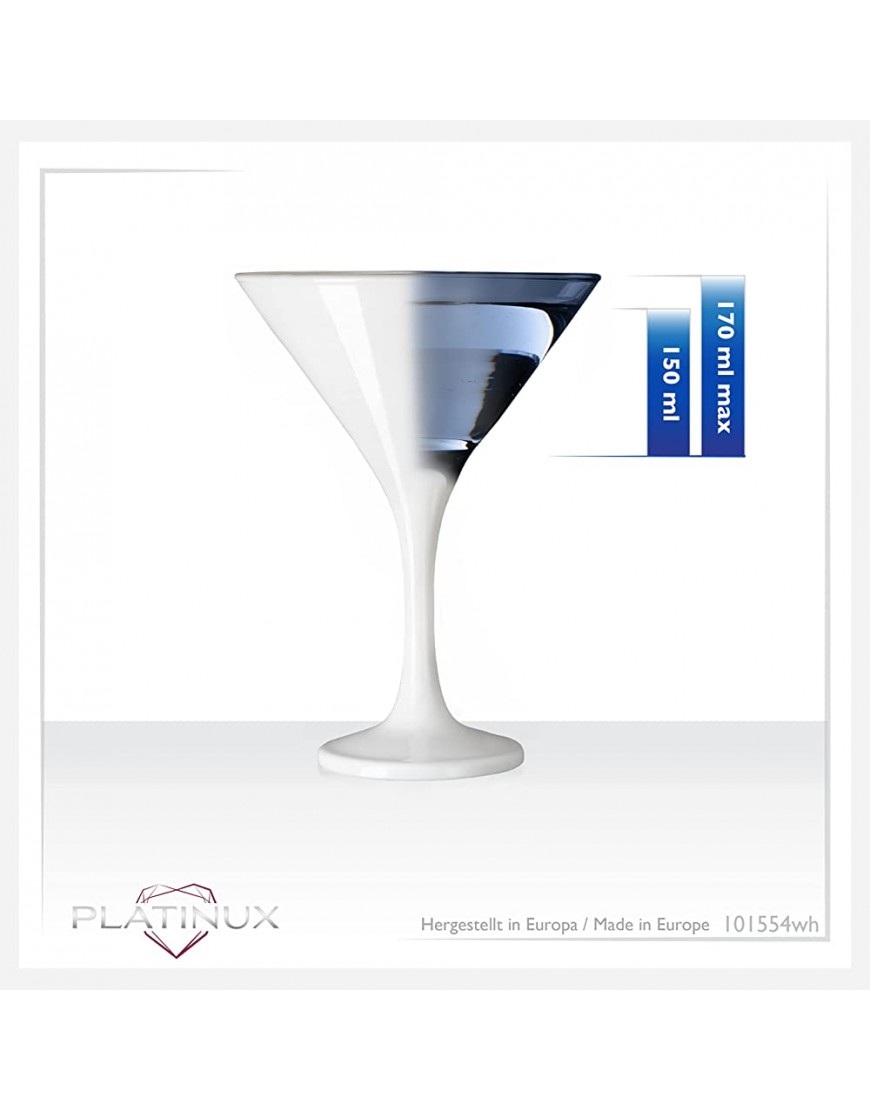 PLATINUX Lot de 6 verres à Martini blancs de 150 ml en verre Verres à cocktail Verres à martini - BNH69XYHU