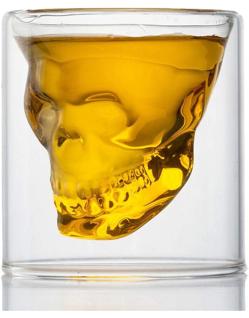 HwaGui Cristal Transparent Verre Double Paroi Whisky Biere Vin Vodka Tasse Forme de Crâne Verre 250ml 8.8 oz - B6A9MEAXT