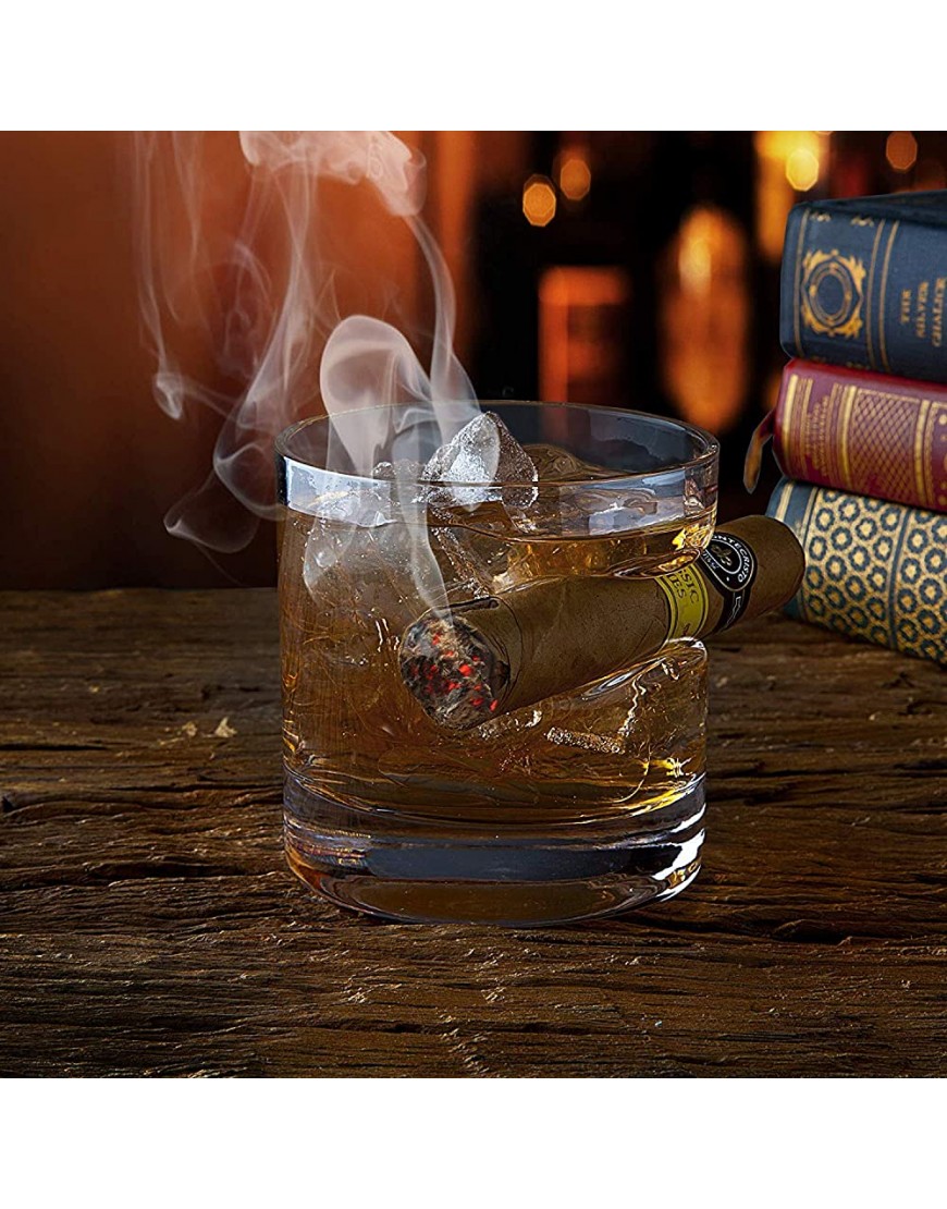 iPawde Whisky Cigar Glass Double Verre à l'ancienne avec Repose-Cigare intégré Convient au Whisky Scotch bière vin Ronde - BM8AHJEUR