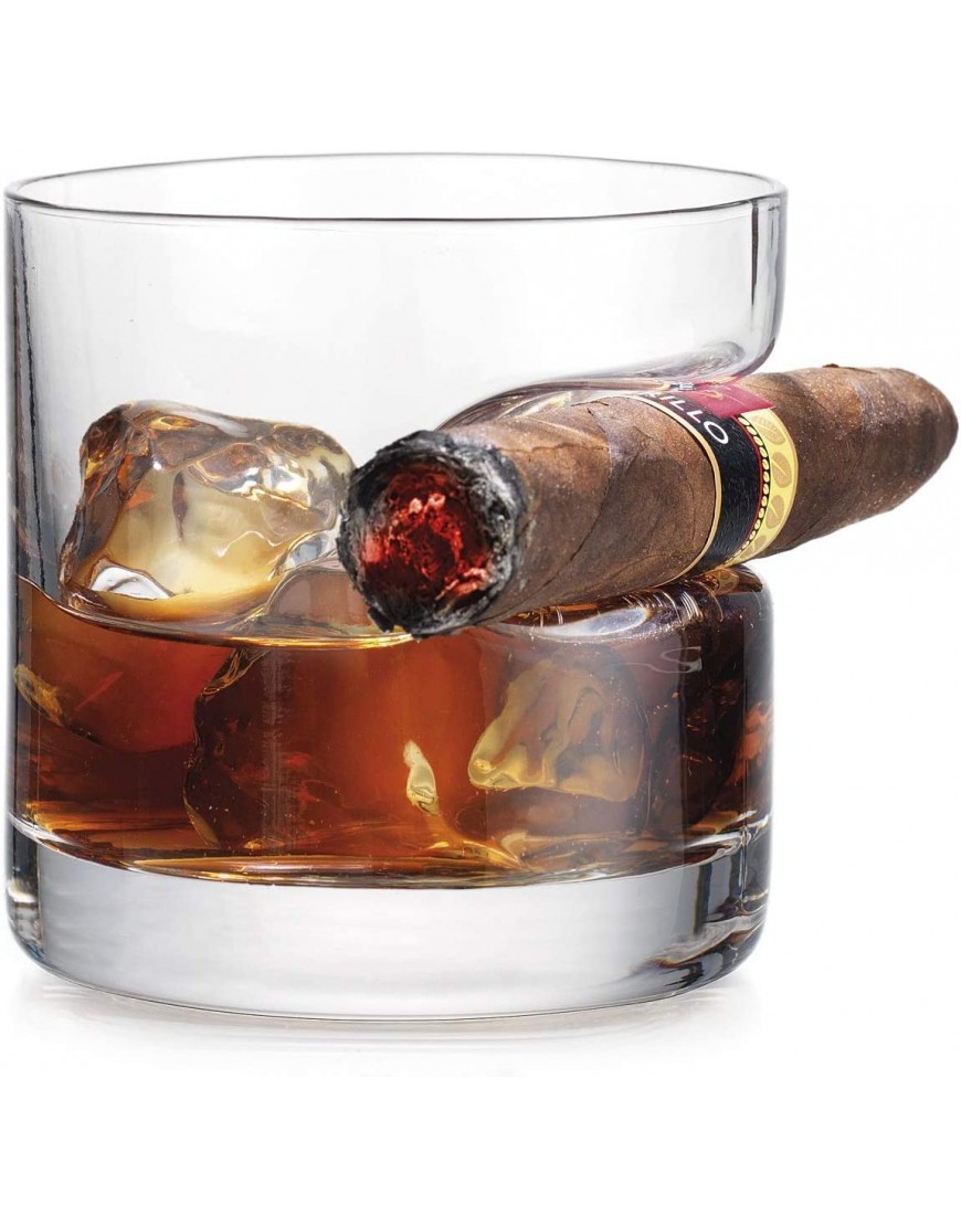 iPawde Whisky Cigar Glass Double Verre à l'ancienne avec Repose-Cigare intégré Convient au Whisky Scotch bière vin Ronde - BM8AHJEUR