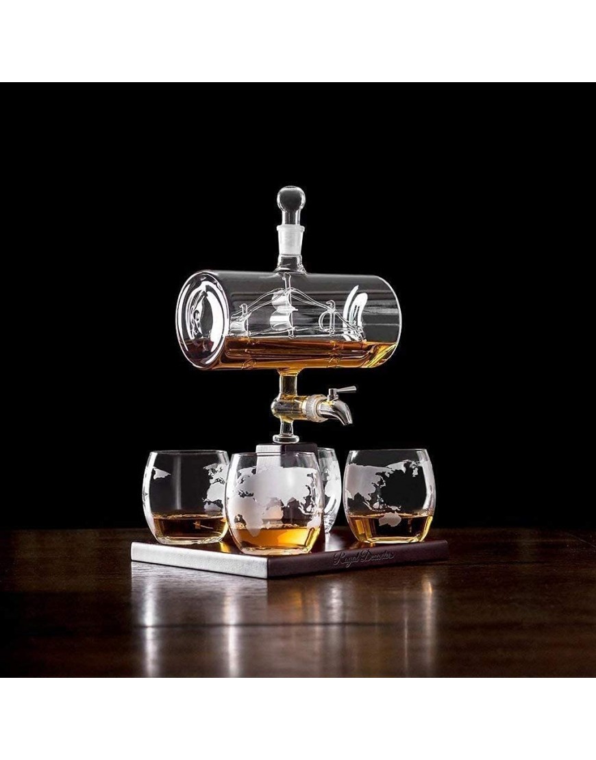 NIANXINN Decanter de Whisky sertie de 4 Verres et du Bois de Bois de chêne Distributeur d'alcool Unique for Scotch Rum et Alcool Carafe Whisky - BHA2VLQCA