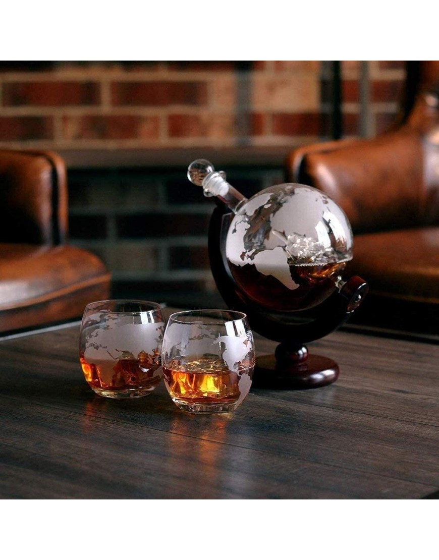 NIANXINN Globe Whiskey Globe Décanteur Gravure Grande Grande Grande Décanteur pour Le vin Rouge Liqueur Bourbon Vodka avec 2 Verres Accessoires de Bar à la Maison pour Hommes Carafe Whisky - BHBN3MWKY