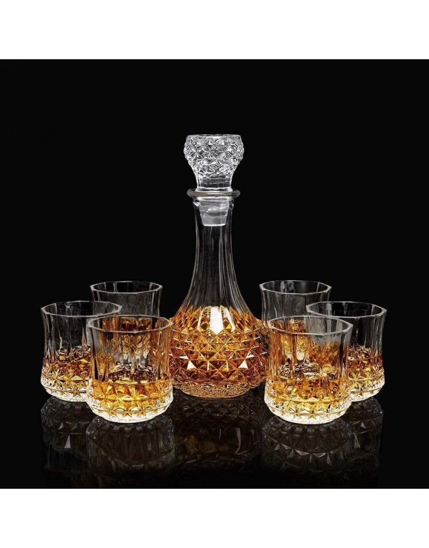 NIANXINN Set de Carafe et de Lunettes de Whisky de 600 ML Carafe de Whisky Cristal avec 6 Verres de Whisky 300ml pour la Vodka de Liqueur de Whisky écossais Carafe Whisky - BQ1VEQRVD