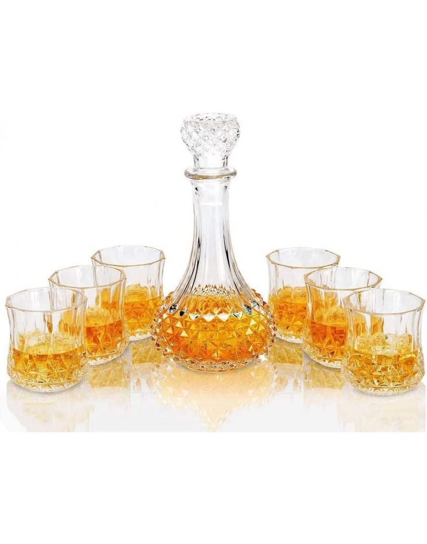 NIANXINN Set de Carafe et de Lunettes de Whisky de 600 ML Carafe de Whisky Cristal avec 6 Verres de Whisky 300ml pour la Vodka de Liqueur de Whisky écossais Carafe Whisky - BQ1VEQRVD