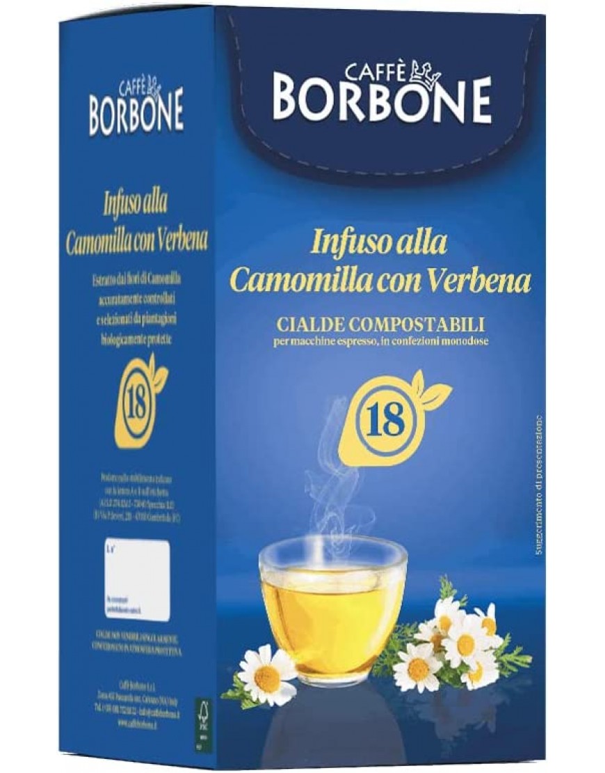 Caffè Borbone Lot de 54 dosettes à la camomille avec filtre papier 44 mm pour machines Mokona Tazzona - BBVA8STYW