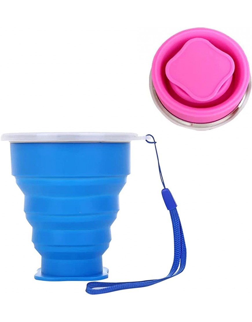 KARELLS Tasses en Silicone Pliables avec Couvercle Tasse à Boire Pliable en Silicone 2 Pièces Tasse de Voyage Pliable pour Pique-nique Camping Randonnée en Plein Airrouge + bleu，170ML - B53NEJNKH