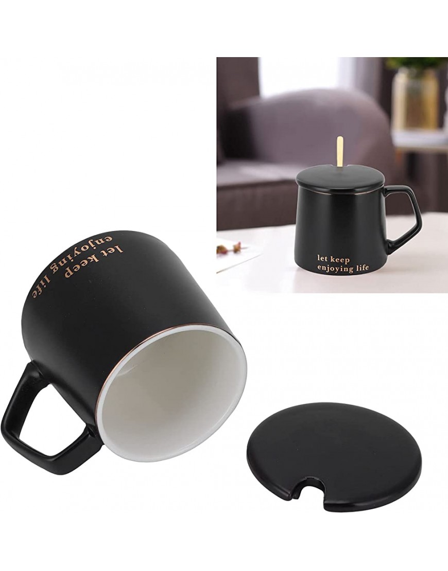 plplaaobo Tasse en céramique Fashon de 320 ML Tasse à café avec cuillère à Couvercle Cadeau Cadeau pour Bureau à Domicile et Cadeau de NoëlLaissez Noir - B41WKQPQO