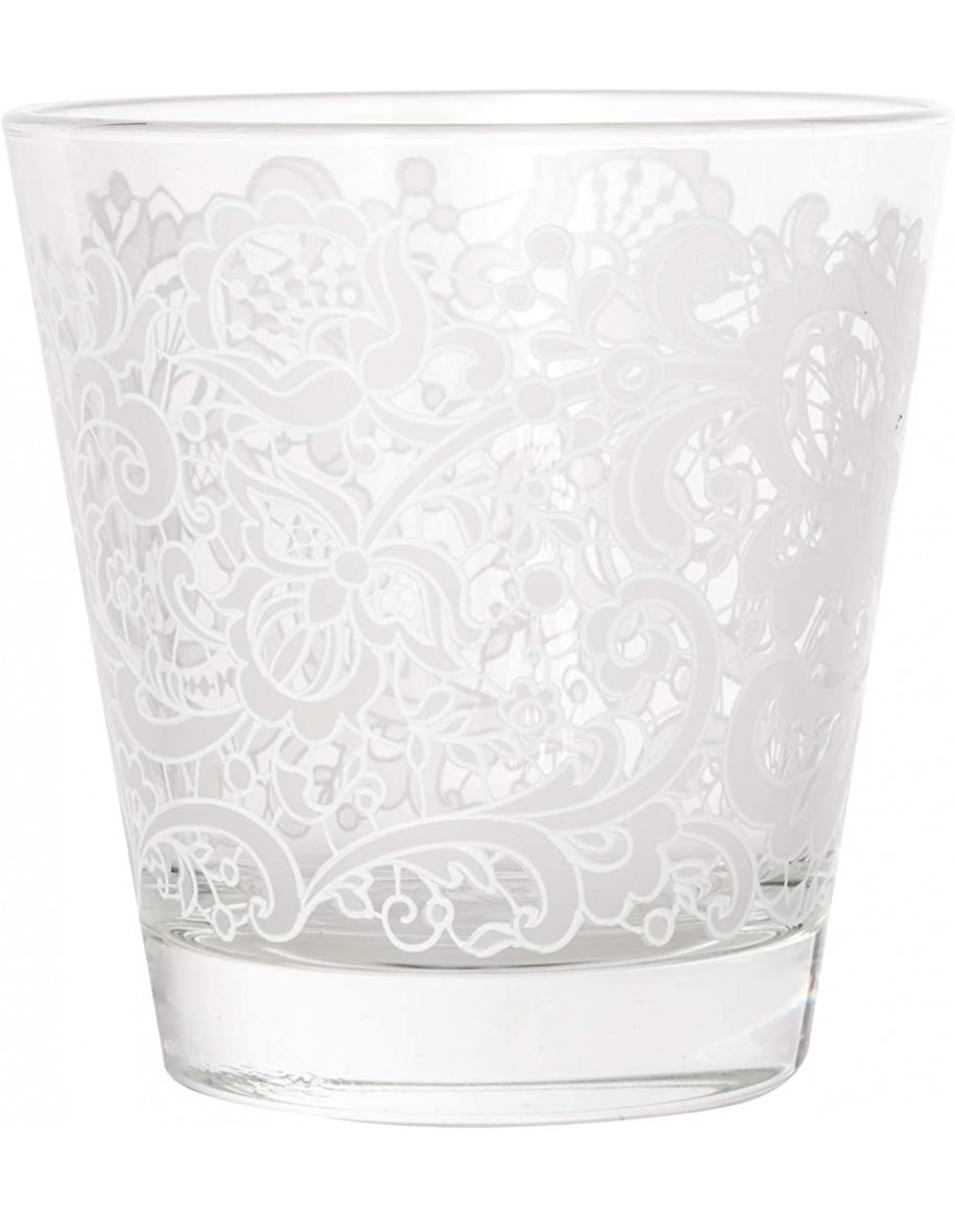 Baroni Home Set de 6 verres à eau Decoro Coloré imprimé en verre Made in Italy Capacité 25 cs Trina blanche - BQ5EAZUVG