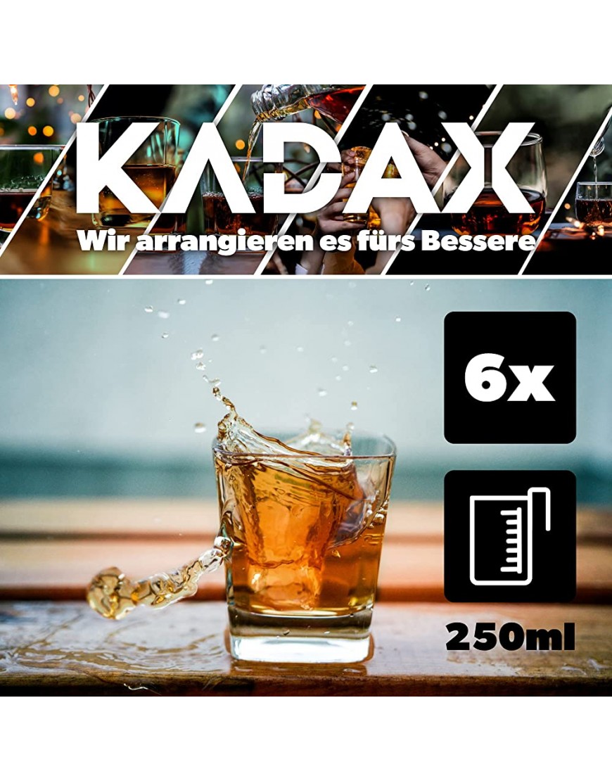 KADAX Verre pour boissons lot de 6 Verres 250 ml verres à jus verres à eau robustes verres à whisky verres à limonade Passe au lave-vaisselle - BEKW1ACRM