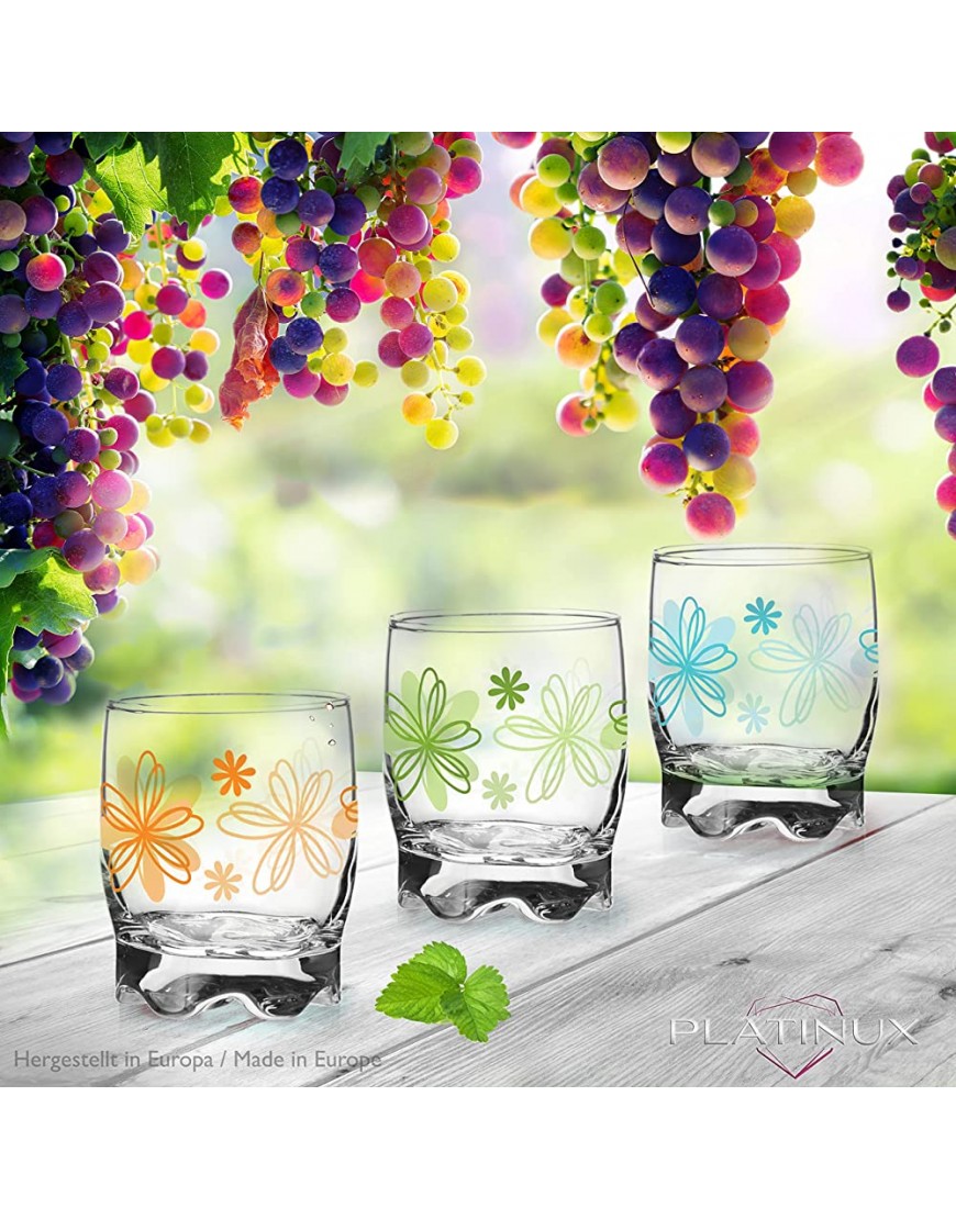 Lot de 6 verres avec imprimé floral 250 ml Avec joli fond Petit format - B7MN9VPWF
