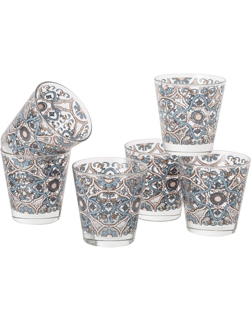 Montemaggi Lot de 6 gobelets à eau en verre imprimé faïences décoration colorée fabriqués en Italie contenance 25 cl - BEJ7KNROX