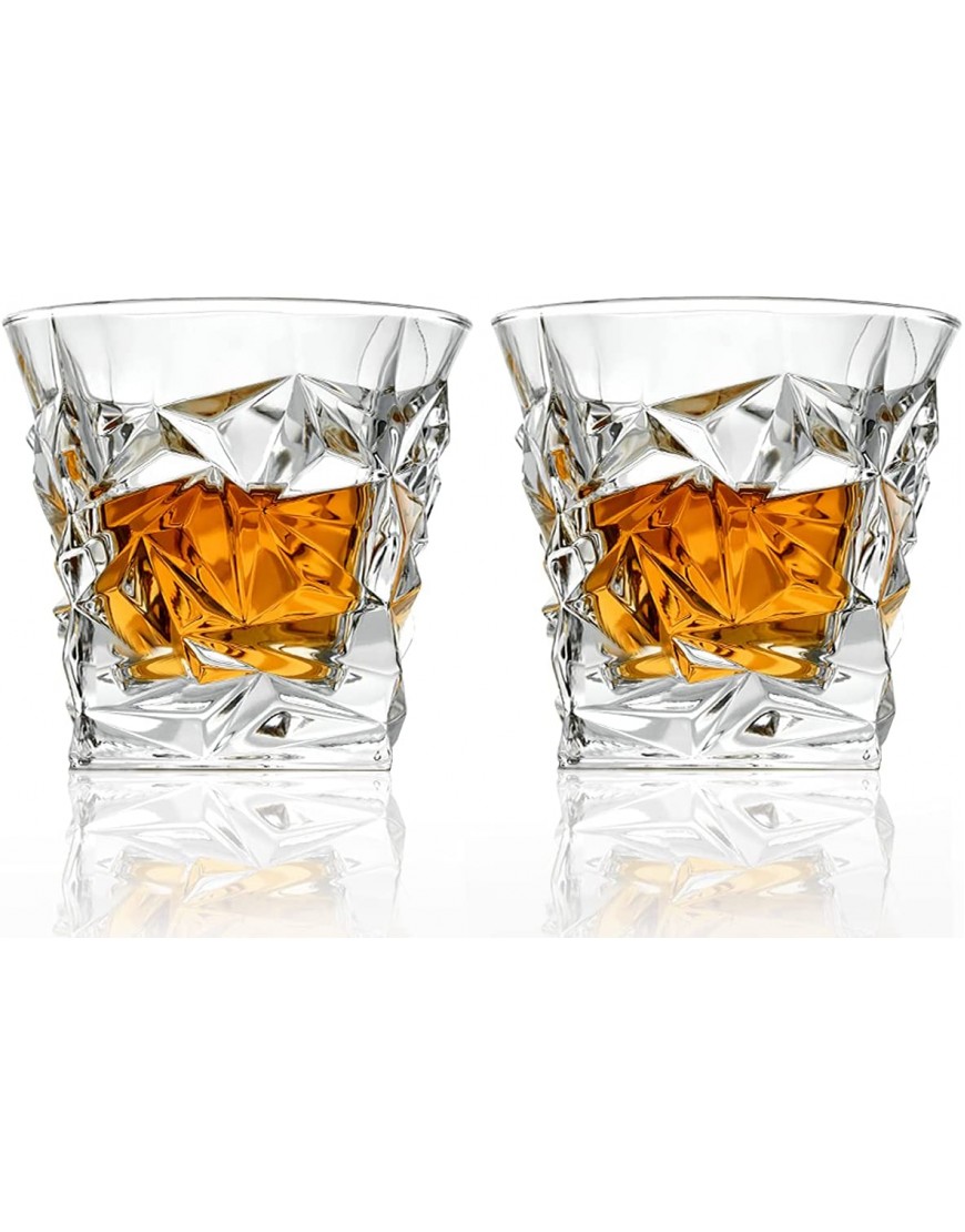 BOWD verres à whisky Lot de 2en cristal sans plomb avec motif Ice Rock Verres à whisky pour scotch Style vintage rock Pour bourbon malt cognac brandy verres（280ML） - BM9KNGZWV