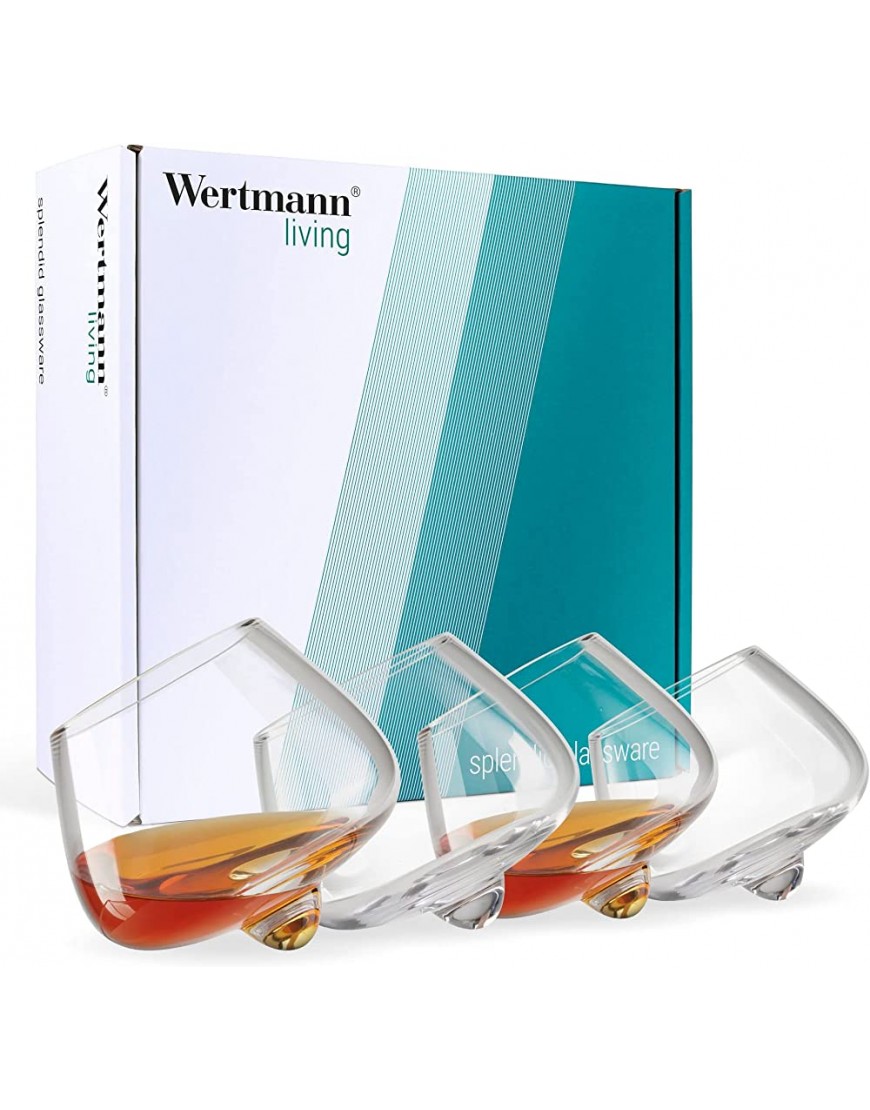 Wertmann Living Lot de 4 verres à cognac whisky Forme spéciale avec effet parfait, PP-14-VCC - B9QWKFAPW