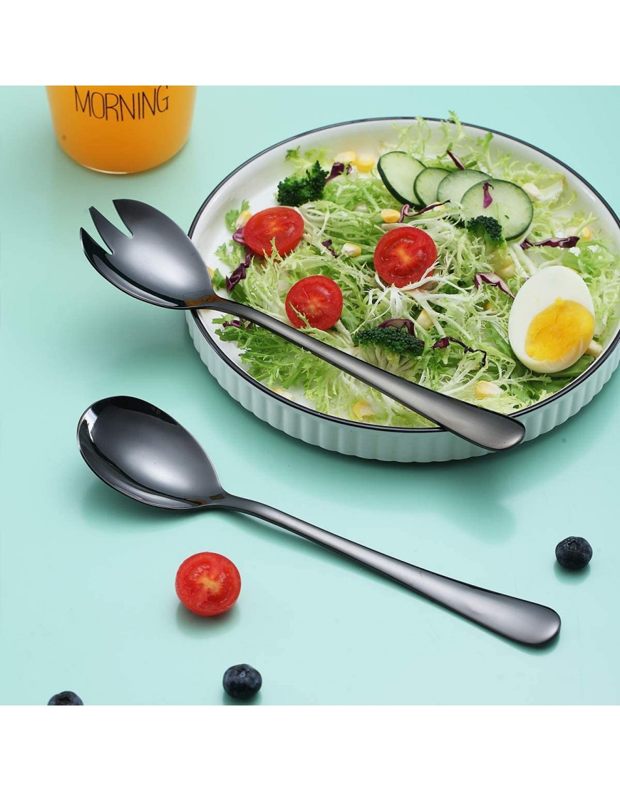 Berglander Couvert a Salade Noir Ensemble de Service à Salade en Acier Inoxydable avec placage Noir en Titane serveurs à Salade cuillère à Salade Fourchette à Salade Lot de 2 - BQ2DHIPND