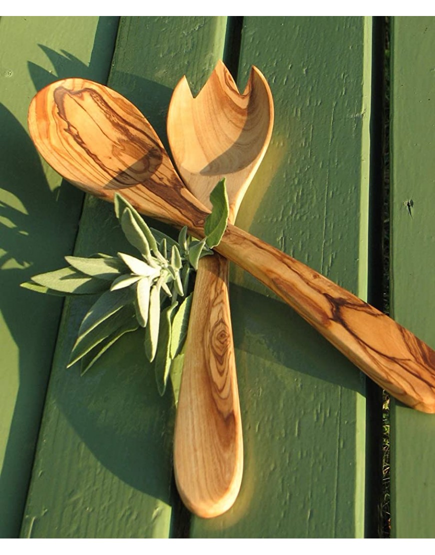 Figura Santa B-Ware: Couverts à salade Primavera en bois d'olivier huilé Environ 30 cm. Grain fin finition artisanale. Original Manufaktur - B84QKSDWA