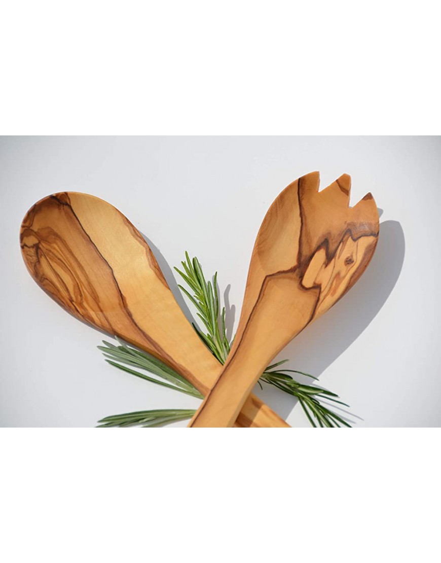 Figura Santa B-Ware: Couverts à salade Primavera en bois d'olivier huilé Environ 30 cm. Grain fin finition artisanale. Original Manufaktur - B84QKSDWA