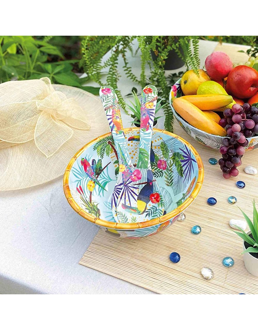 Les Jardins de la Comtesse – Couverts à salade en Mélamine Pure – Toucans de Rio – 33 cm – Multicolore Service de Table de la Vaisselle Quasi-Incassable MelARTmine - BW3J6XPDP