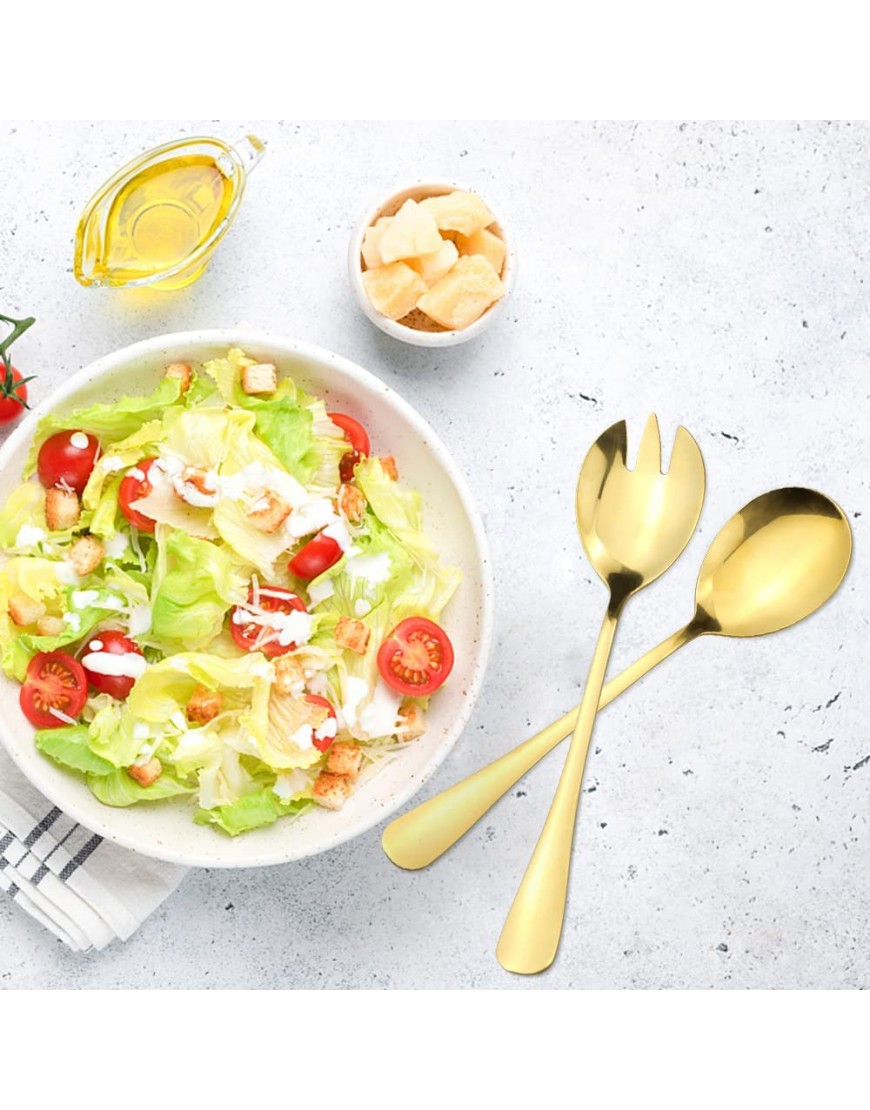 wocpvm 4 Pièces Couverts à Salade Dorés en Acier Inoxydable,2 Cuillères à Salade et 2 Fourchettes à Salade Design Poli Lavables Au Lave-vaisselle - B6BAQZDYZ