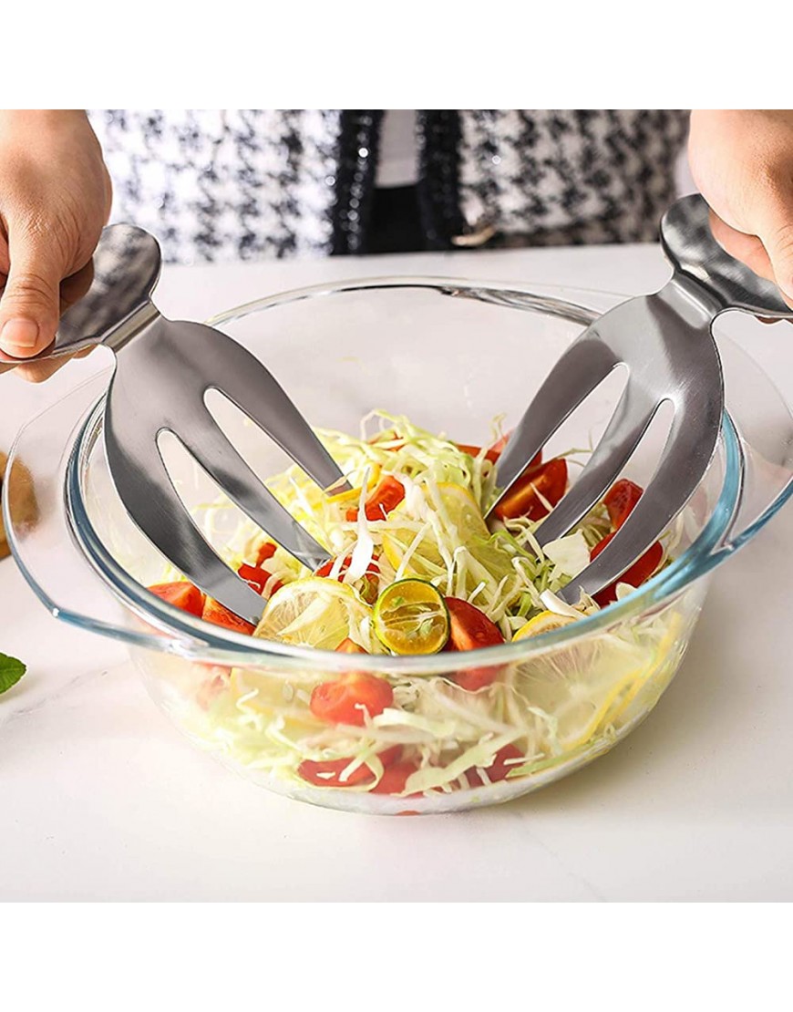 WOTEG Salade Mains,Lot de 2 Couverts à Salade Ergonomiques en Acier Inoxydable | Ensemble de Pinces à Salade pour mélanger mélanger et Servir la Salade la Maison la Cuisine - BN8VJURXX