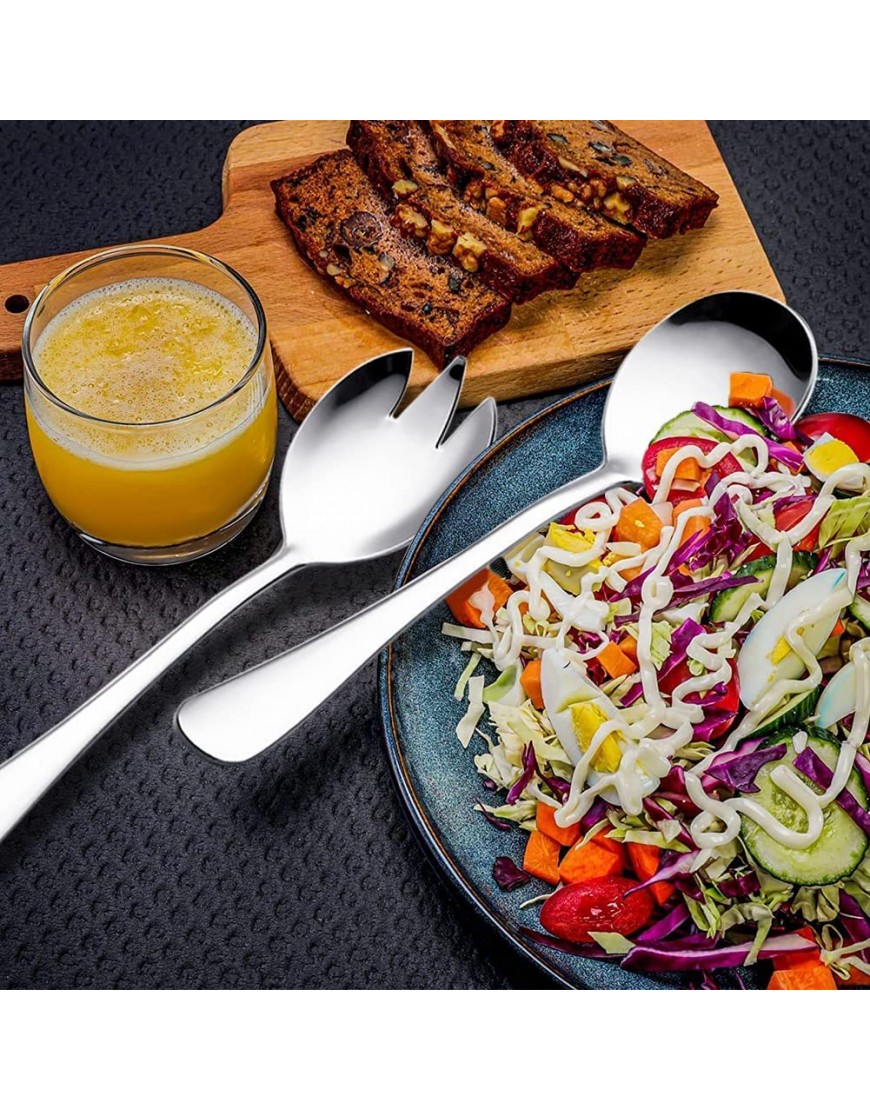 YLL Service à salade 4 pièces comprenant 2 cuillères à salade en acier inoxydable et 2 fourchettes à salade en acier inoxydable finition polie passe au lave-vaisselle - BKKDDEVPJ